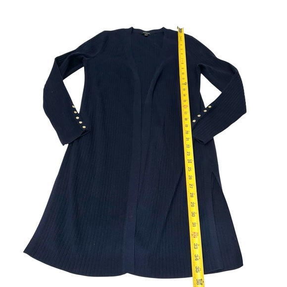 Talbots Long Duster Cardigan Ribbed Cotton Gold Button down Sz Small - Picture 4 of 8